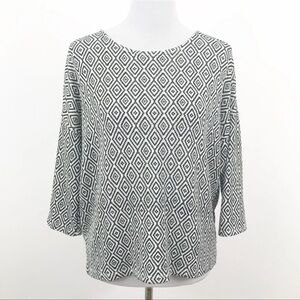 Elegant Black and White Geometric‎ Women's Blouse